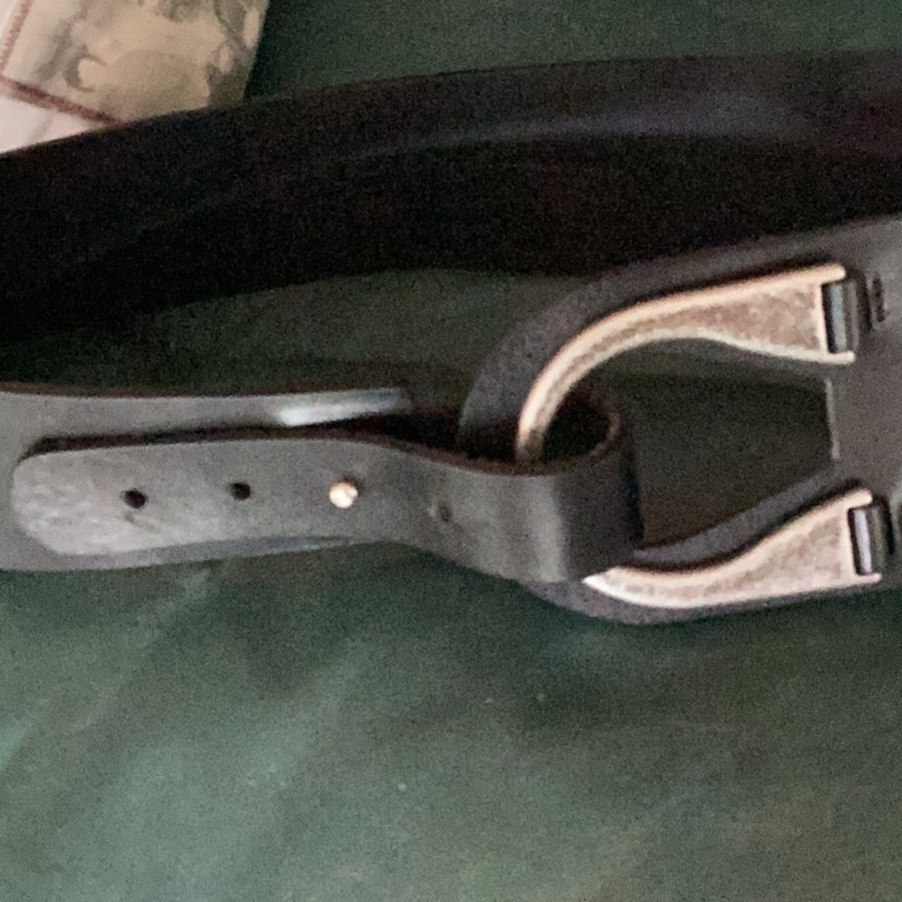 โ๏ธ BRAVE 1992 WIDE Black LEATHER Belt w/BRASS/SILVER ACCENT - Picture 10 of 16